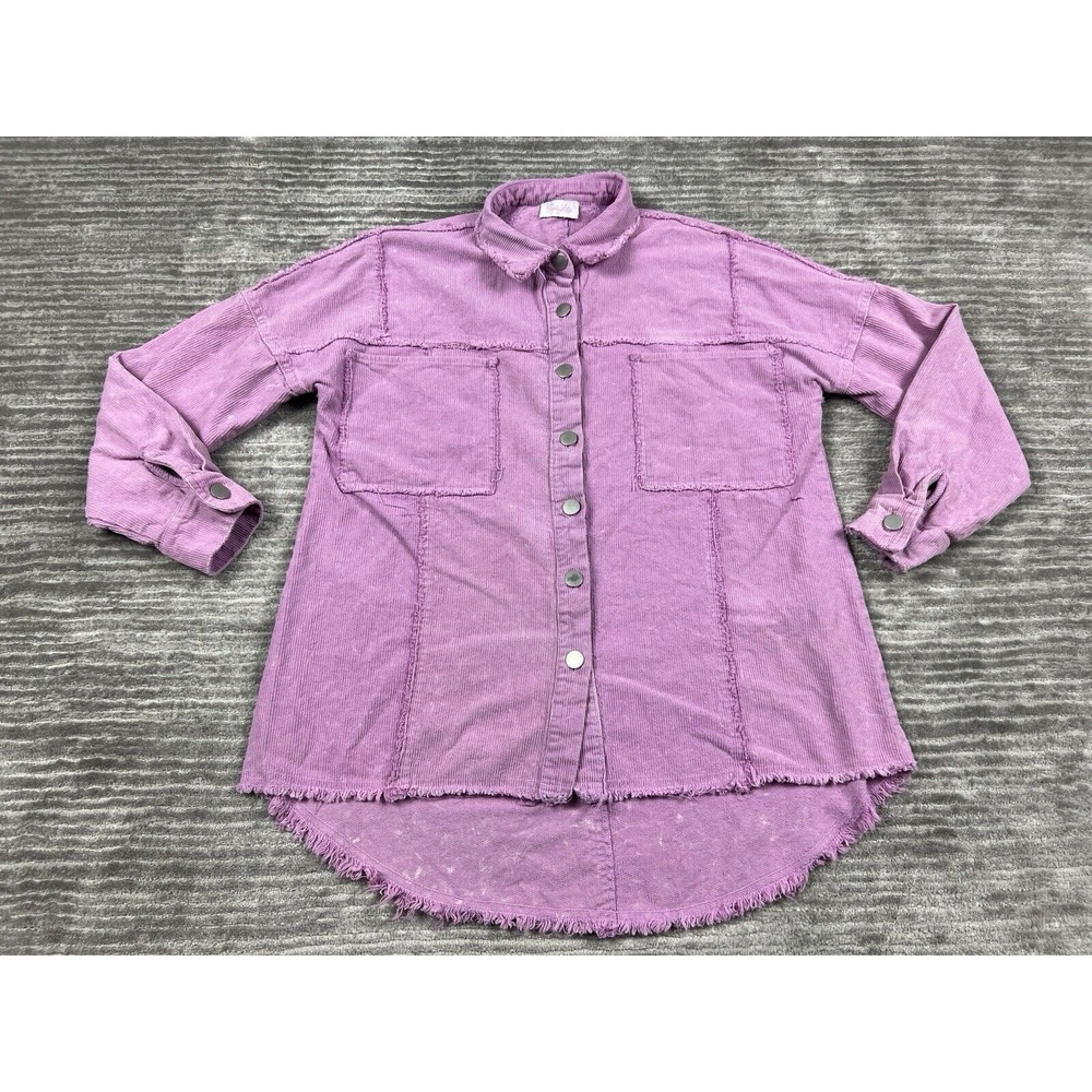 Pink Lily Top Womens‎ Small Pink Corduroy Shirt Jacket Shacket Button Up Casual